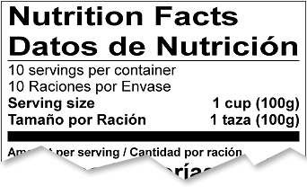 美国双语营养事实标签的示例